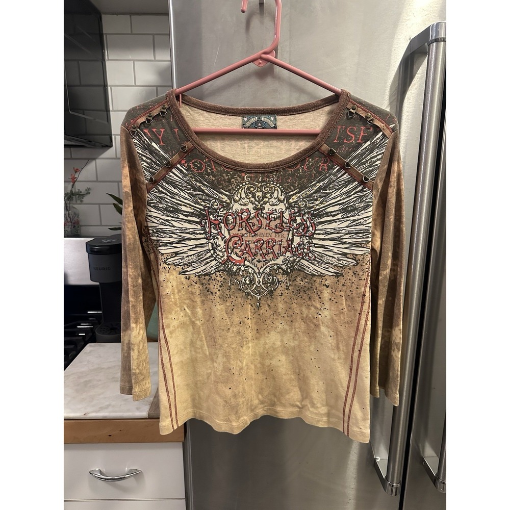 Rodeo Ready Horseless Carriage T-Shirt SzM Eye Catching Festival Dancing NWOT